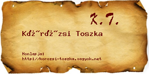 Körözsi Toszka névjegykártya